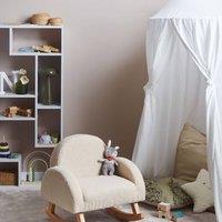 Wyld and Coco Kids Rocking Chair - Boucl Upholstery Light Beige Rubberwood Rockers