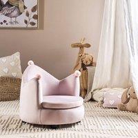 Wyld and Coco Crown-Shaped Velvet Armchair for Kids Pastel Pink