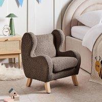 Wyld and Coco Boucl Kids Armchair Brown Upholstery with Armrests