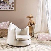 Wyld and Coco Crown Velvet Kids Armchair Beige