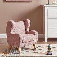 Wyld and Coco Light Pink Boucl Armchair for Kids with Armrests