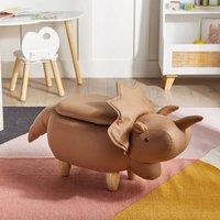 Wyld and Coco Triceratops Kids Stool With Storage Brown