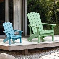 Wyld and Coco Kids Outdoor Chair Light Blue Plastic Wood Weather Resistant