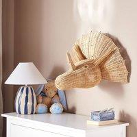 Wyld and Coco Rattan Triceratops Wall Head Decor for Kids Room in Natural
