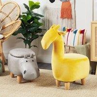 Wyld and Coco Hippo Kids Stool Storage Light Grey Faux Leather Rubberwood Legs