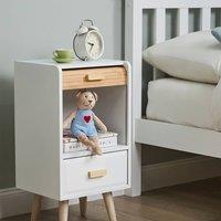 Wyld and Coco Kids Bedside Table White and Light Wood 1 Drawer