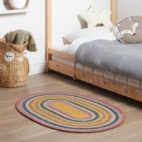 Wyld and Coco Kids Handwoven Jute Rug 70 x 100 cm Oval Multicolour | Size: 70 cm x 100 cm