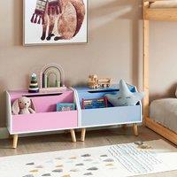 Wyld and Coco Pink Kids Storage Box with Lid - Painted MDF Rubberwood Legs