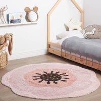 Wyld and Coco Pink Cotton Round Rug 140 cm - Boho Kids Room | Size: 140 cm diameter