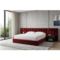 Stratus Interiors Raphael Extra Wide Luxury Upholstered Panel Bed - No Storage - RED in Burgundy | Size: Single