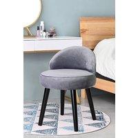 Living and Home Grey Velvet Low Back Dressing Footstool with Wood Legs