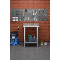 Living and Home 2 Tier Stainless Steel Multi-Funtional Prep Table Work Bench for Kitchen Garage Laundry Outdoor in Silver