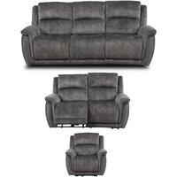 Furnishings For Less UK Mendoza Grey Plush Velvet Electric Reclining 3 Piece Sofa Suite 3 2 1