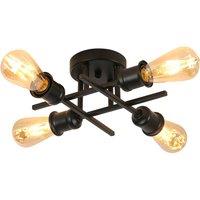 Pheashine Industrial Ceiling Light, E27 Flush Mount Lamp for Hallway Dining Room in Black