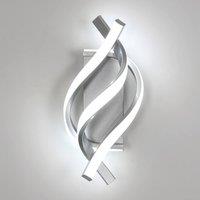 Pheashine Silver LED Wall Light, 22W 6500K Cool White, Modern Twisted Indoor