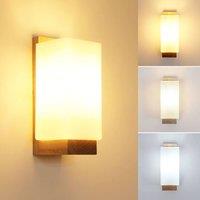 Pheashine Rectangle Wooden LED Wall Light, 12W 3-Color, Scandinavian Style, E27 in White