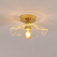 Pheashine Gold Fluted Glass Ceiling Light, E27 Base, Bulb Not Included, 28cm