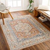 Livabliss Lilian-Washable Orange Brown Vintage Traditional Boho Living Dining Rug in Burnt Orange | Size: 120 cm x 170 cm