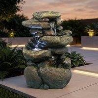 Garden Greatness Lunaria Cascading Stones Water Feature in Beige
