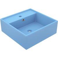 Berkfield Home Luxury Basin Overflow Square Matt Light Blue 41x41 cm Ceramic