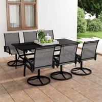 Berkfield Home 7 Piece Garden Dining Set Textilene & Steel in Grey