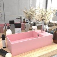 Berkfield Home Bathroom Sink with Overflow Ceramic Matt Pink