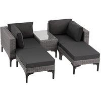 tectake Rattan lounge set with aluminum frame, Bellaria in Grey | Size: 4 Person