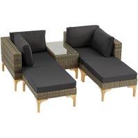 tectake Rattan lounge set with aluminum frame, Bellaria in Natural | Size: 4 Person