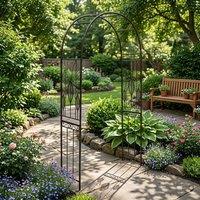 Garden Greatness Helix Rustic Leaf Outdoor Garden Arch in Brown