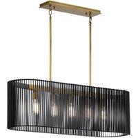 Netlighting Kichler Linara Wire Frame Pendant Ceiling Light Black & Natural Brass
