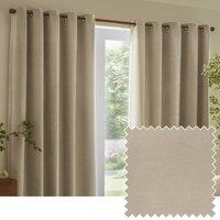 Yard Heavy Chenille Velvet Room Darkening Eyelet Curtain Pair in Off-White | Size: 168 cm width x 183 cm drop