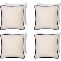 OHS 4 Pack Matte Velvet Piped Filled Cushion Covers Home Decor Set in Cream | Size: 45 cm x 45 cm