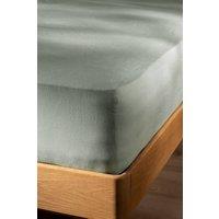 Soak&Sleep Misty Green French Linen 40cm Fitted Sheet in Pale Green | Size: Double