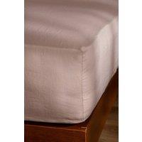 Soak&Sleep Soft Pink French Linen 40cm Fitted Sheet in Pale Pink | Size: Double