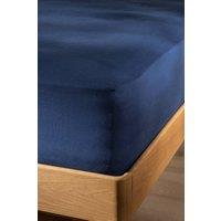 Soak&Sleep Mediterranean Blue French Linen 40cm Fitted Sheet | Size: Double