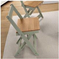 Seconique Santos Folding Chair (Box of 2) Green/Distressed Waxed Pine in Green