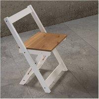 Seconique Santos Folding Chair (Box of 2) White/Distressed Waxed Pine in White