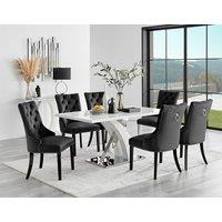 FurnitureboxUK Atlanta 6 White Dining Table & 6 Belgravia Black Leg Chairs