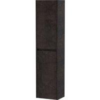 Balterley Square Wall Hung 2 Door Tall Bathroom Unit, 350mm Matt Metallic Slate in Grey