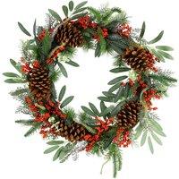 Dibor 50cm Giant Berry Bushel Xmas Decor Front Door Wreath Christmas Wreath