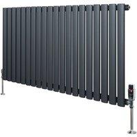 Monstershop Oval Single Column Radiator & Valves - 600mm x 1200mm - Anthracite in Grey