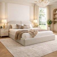 Desire Deco Luxury Plush Velvet Dolores Upholstered Bed Frame in Light Beige | Size: King
