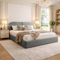 Desire Deco Luxury Plush Velvet Dolores Upholstered Bed Frame in Grey | Size: King
