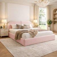Desire Deco Luxury Plush Velvet Dolores Upholstered Bed Frame in Pink | Size: King