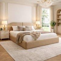 Desire Deco Luxury Plush Velvet Dolores Upholstered Bed Frame in Beige | Size: Super King