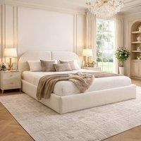 Desire Deco Luxury Plush Velvet Dolores Upholstered Bed Frame in Cream | Size: Super King