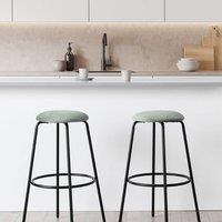 Wyld and Coco Mint Green Velvet Bar Stools Set of 2 - With Footrest