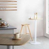 Wyld and Coco Garden Bistro Round Coffee Table 60 cm Light Brown Paper Veneer Top in White