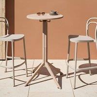 Wyld and Coco 60 cm Round Flip-Top Bistro Table Beige Synthetic