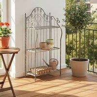Wyld and Coco Grey Iron Plant Shelf Freestanding Folding Garden Storage W59 x D30cm